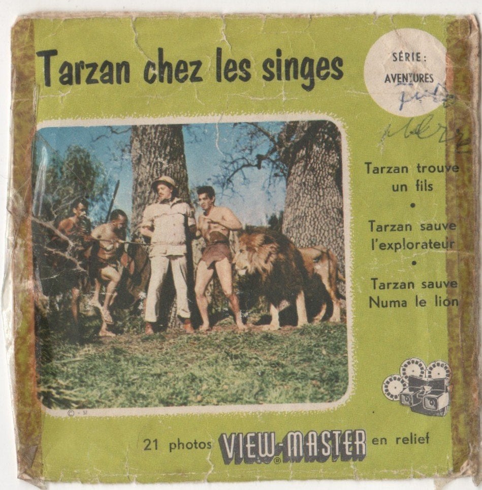 View-master Tarzan chez les singes 976 A B C livret FR, Antiquités & Art, Enlèvement ou Envoi