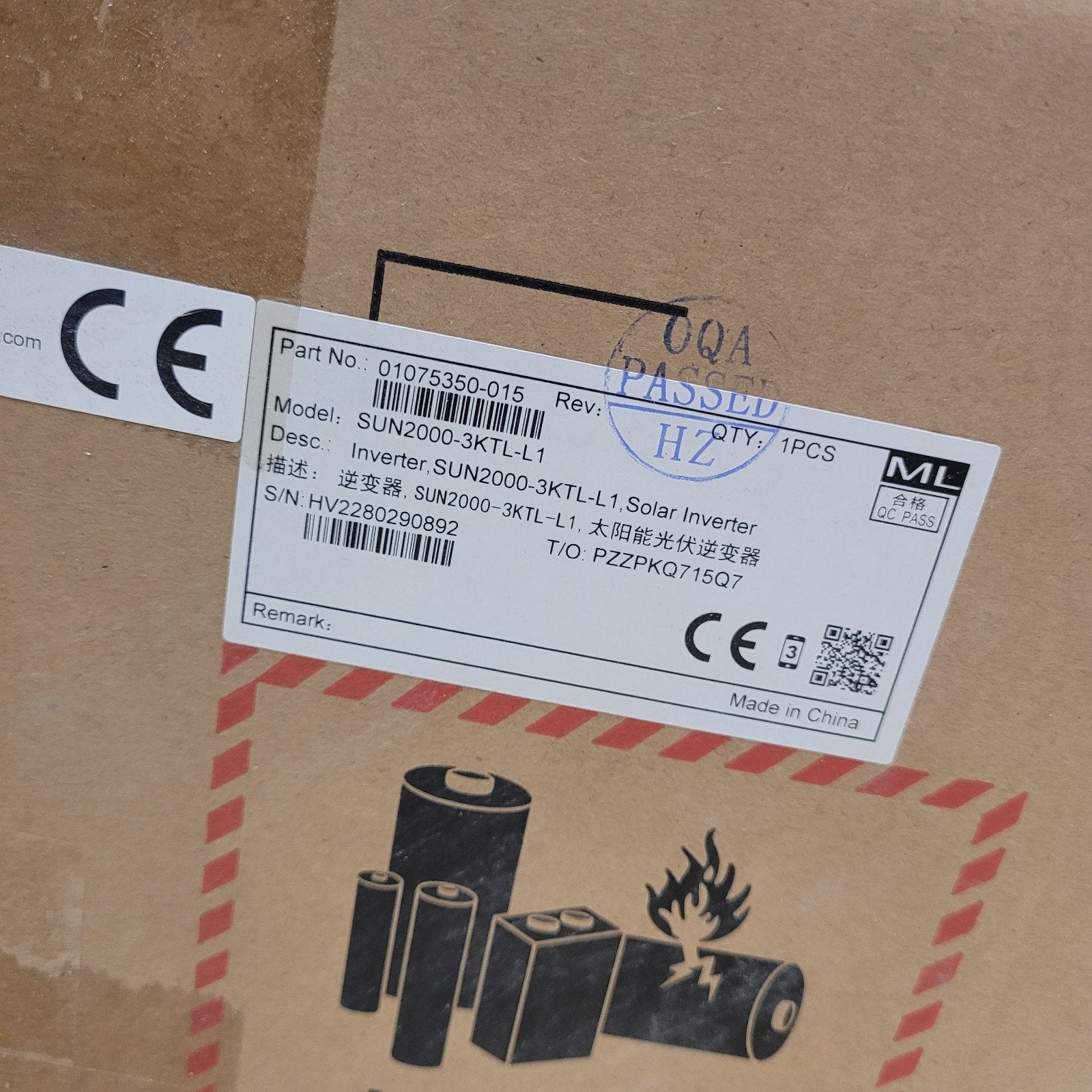 Huawei sun2000 3ktl monofase omvormer, Enlèvement, Neuf, Autres types, Moins de 100 watts-crêtes