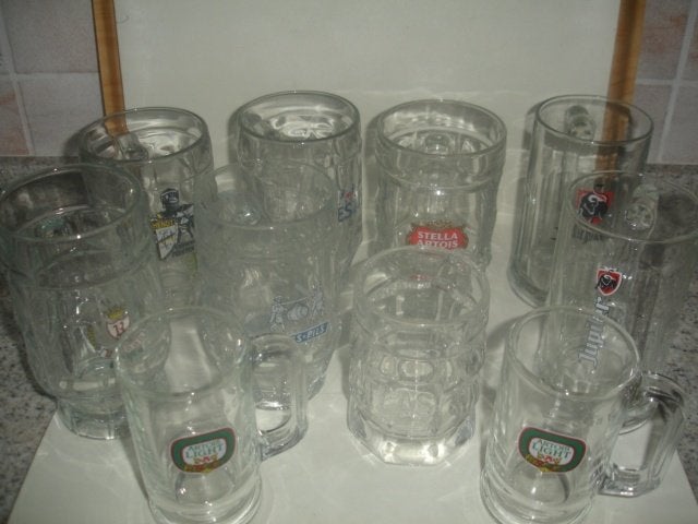 Bierpotten 0,5l.,Jupiler, Stella, Maes, enz.. € 1,50 stuk, Ophalen of Verzenden, Zo goed als nieuw, Pul(len), Overige merken