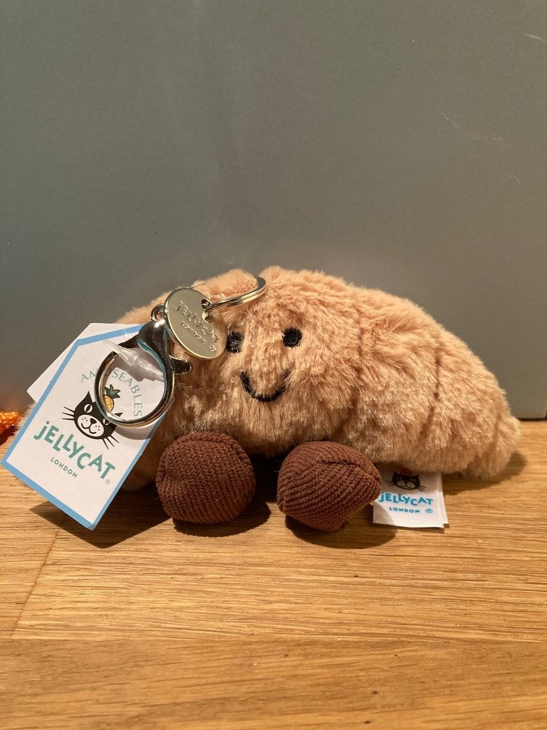 Jellycat Croissant Sleutelhanger, Jellycat, Met label, Overige karakters, Overige typen
