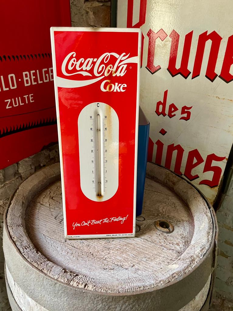 Emaille thermometer Coca-cola 1991, Verzamelen, Ophalen, Gebruikt, Reclamebord