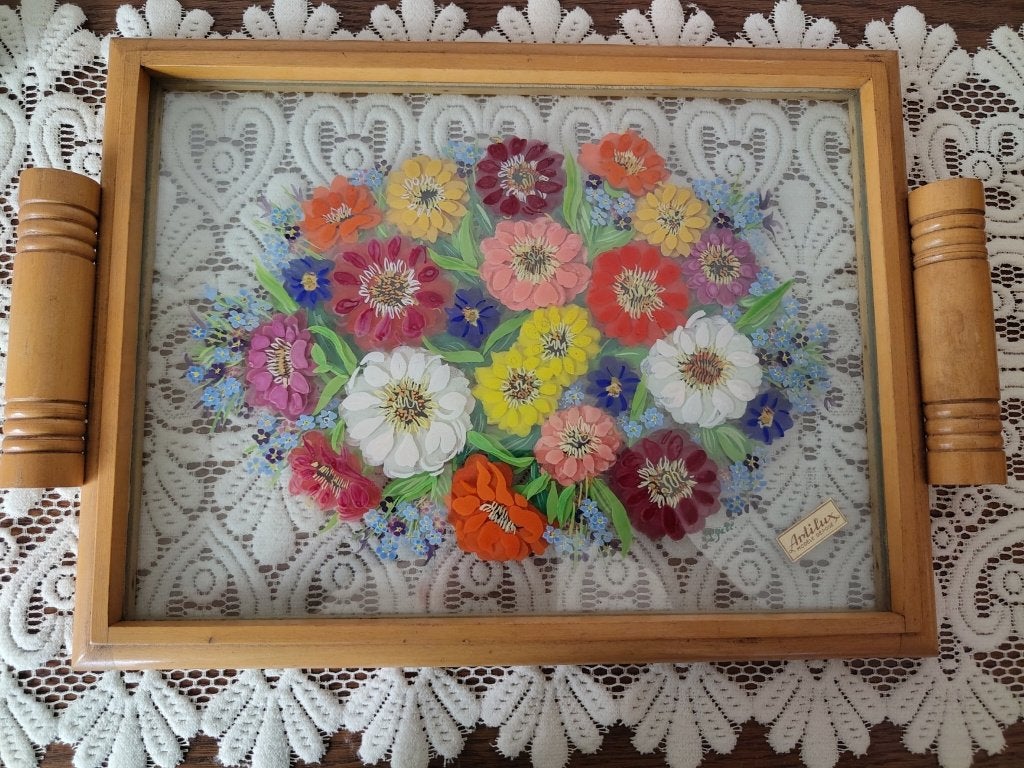Vintage dienblad Artilux, Maison & Meubles, Accessoires pour la Maison | Plateaux, Avec plaque de verre, Comme neuf, Enlèvement