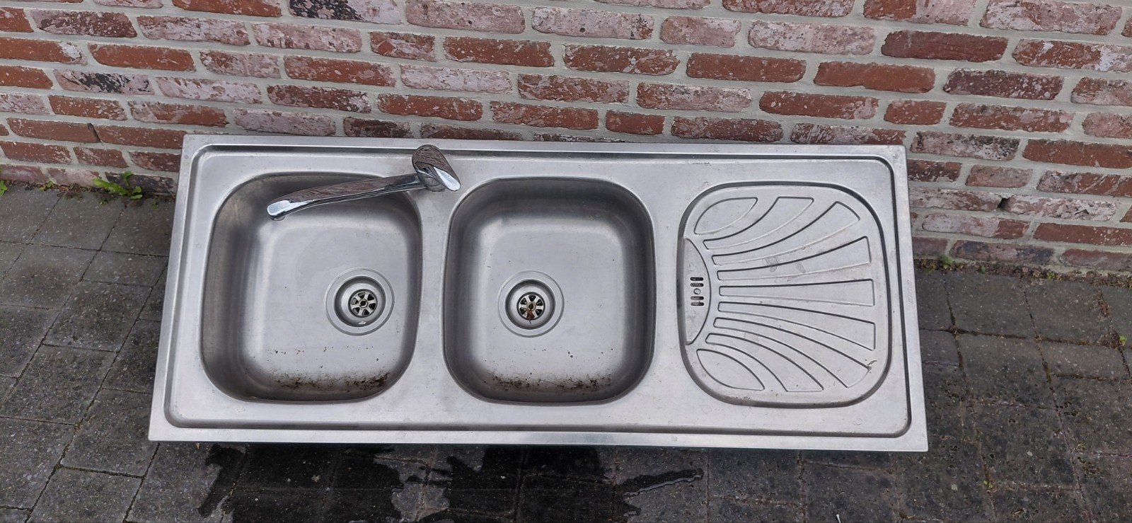 dubbele spoelbak met kraan., Huis en Inrichting, Ophalen