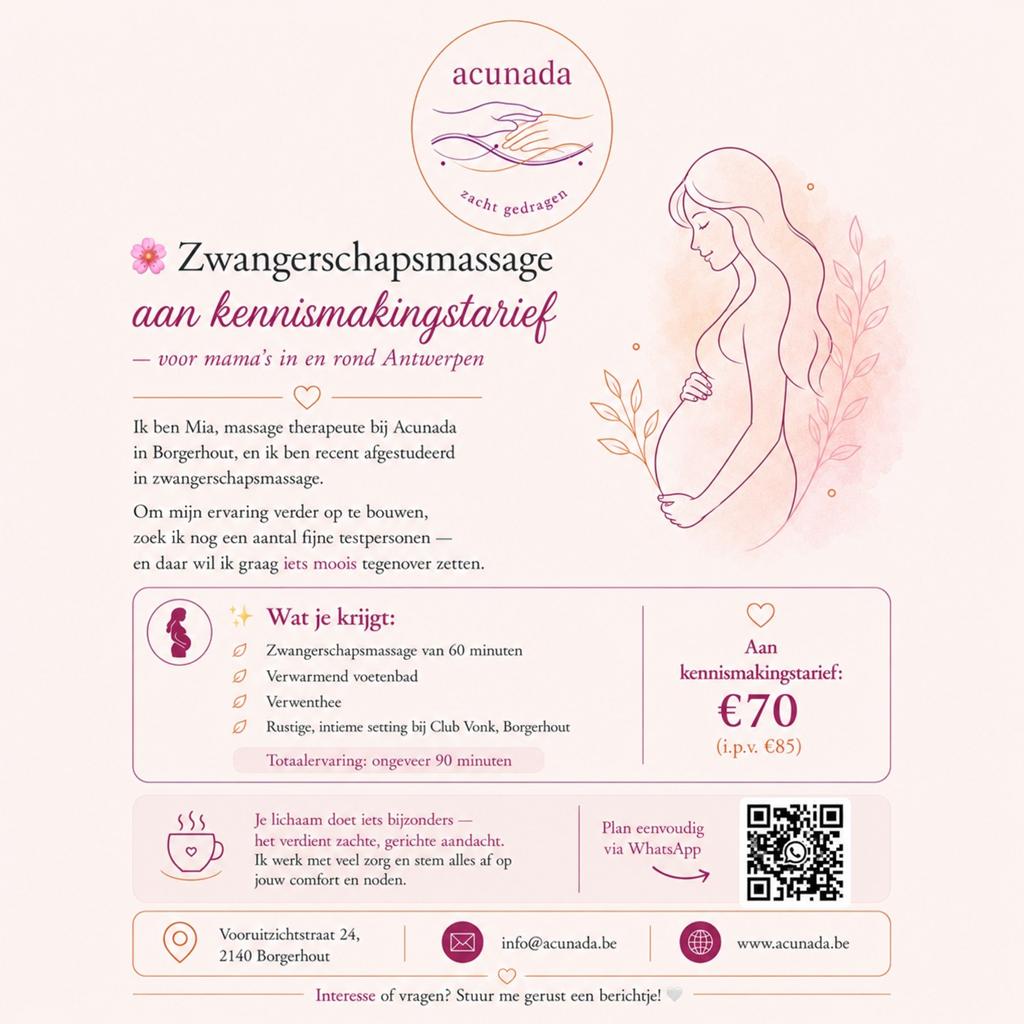 Zwangerschapsmassage in Antwerpen - Borgerhout, Handtassen en Accessoires, Uiterlijk | Lichaamsverzorging, Ophalen
