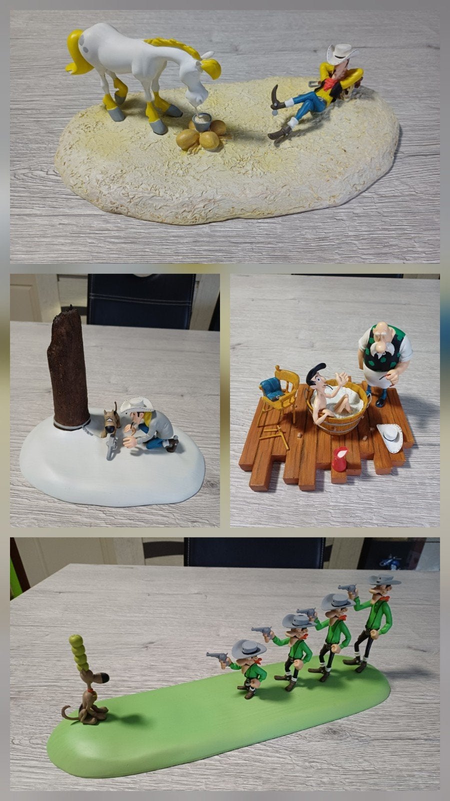 les 4 scènes Lucky Luke lucky comics, Collections, Enlèvement ou Envoi, Autres personnages, Statue ou Figurine