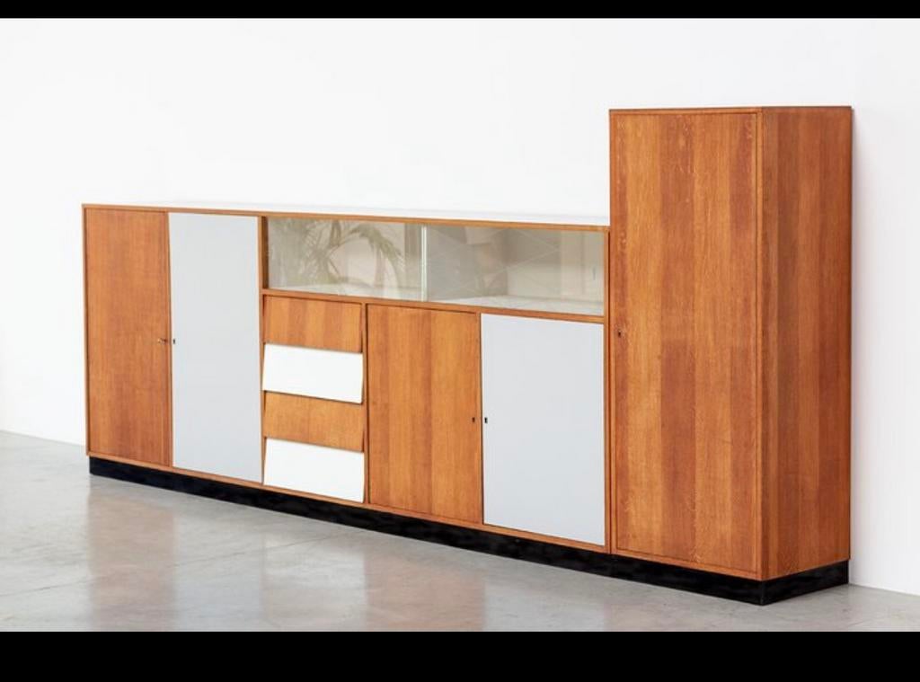 Jaren 50 Formica sideboard - mid-century modern, Ophalen, Gebruikt, Met deur(en), Glas