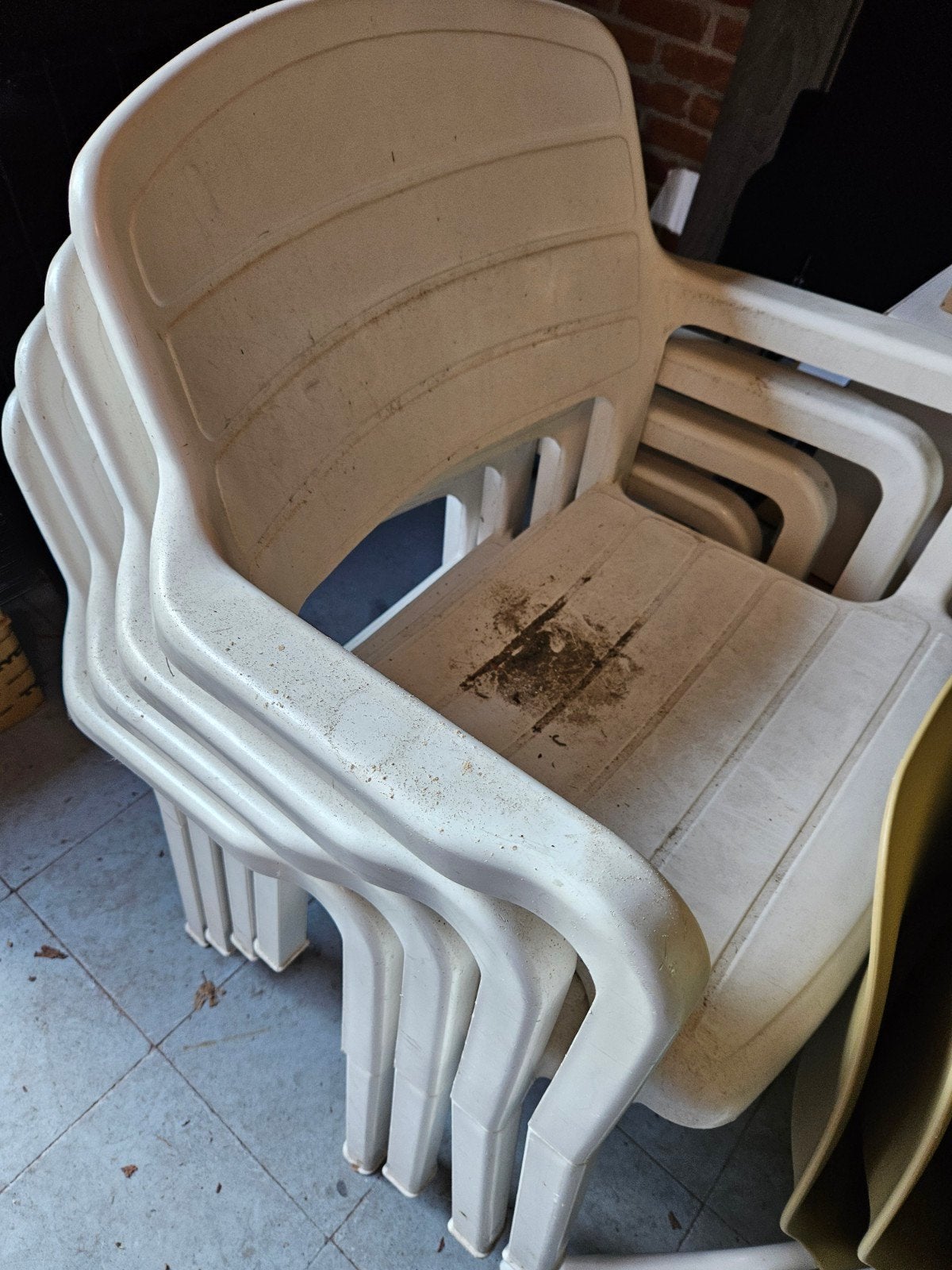 4 PVC Tuinstoelen wit., Ophalen, Plastiekweg, Tuin@stoel, Pvc