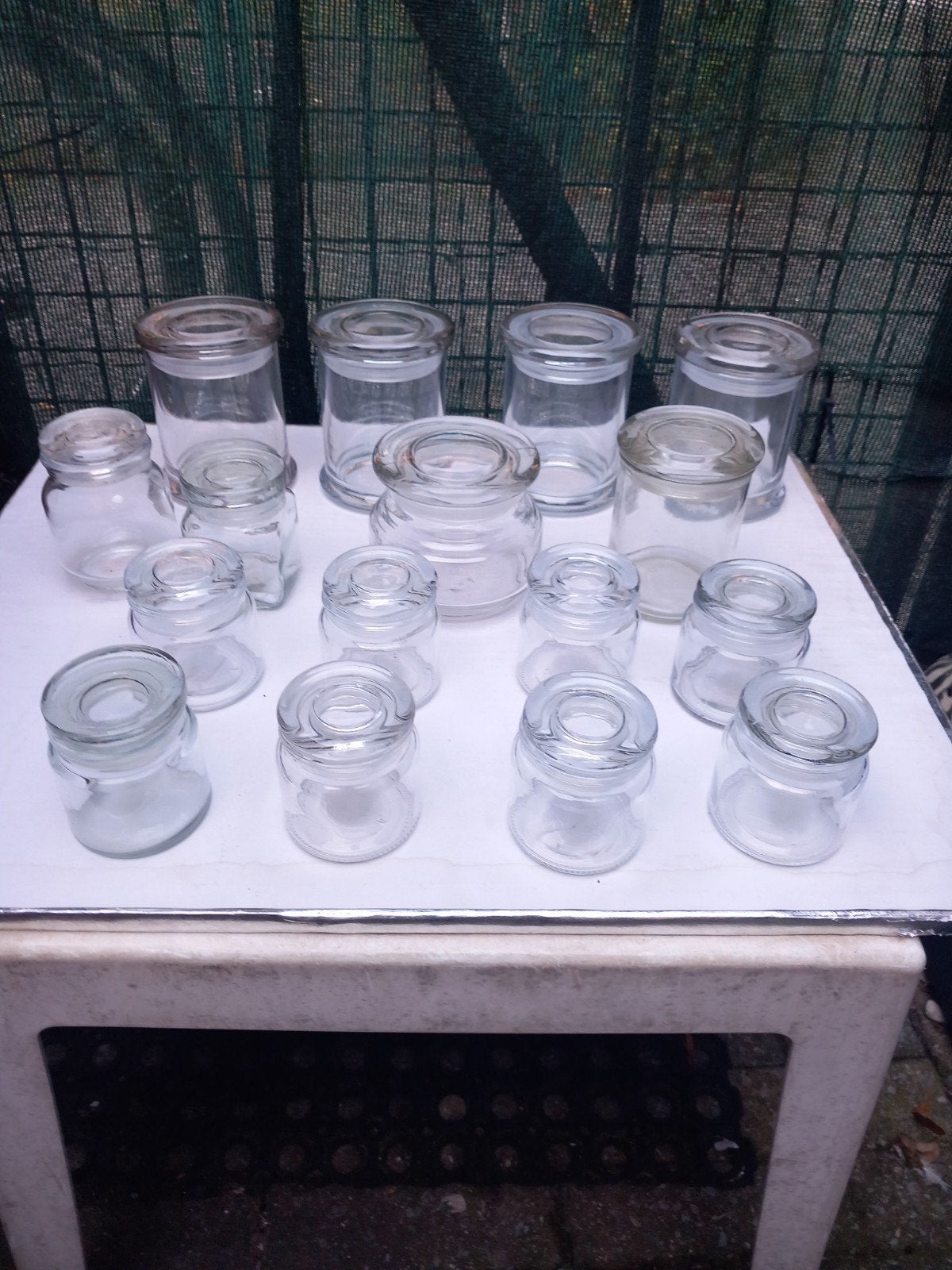 glazen potjes voor kaarsen te maken alles 10€, Ophalen