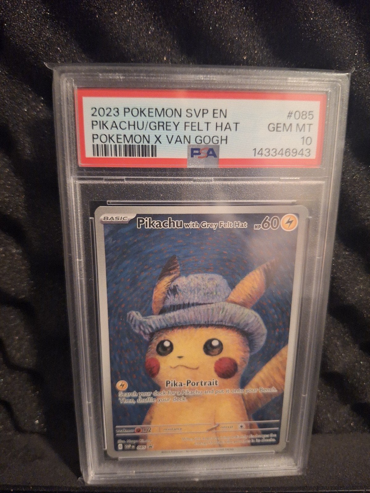 Pokemon Pikachu with grey felt hat psa 10, Hobby en Vrije tijd, Ophalen of Verzenden
