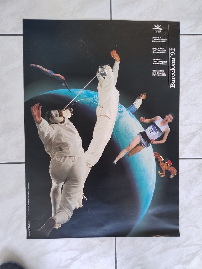 affiche Olympische Spelen 1992, Verzamelen, Ophalen, Sport, A1 t/m A3, Rechthoekig Staand