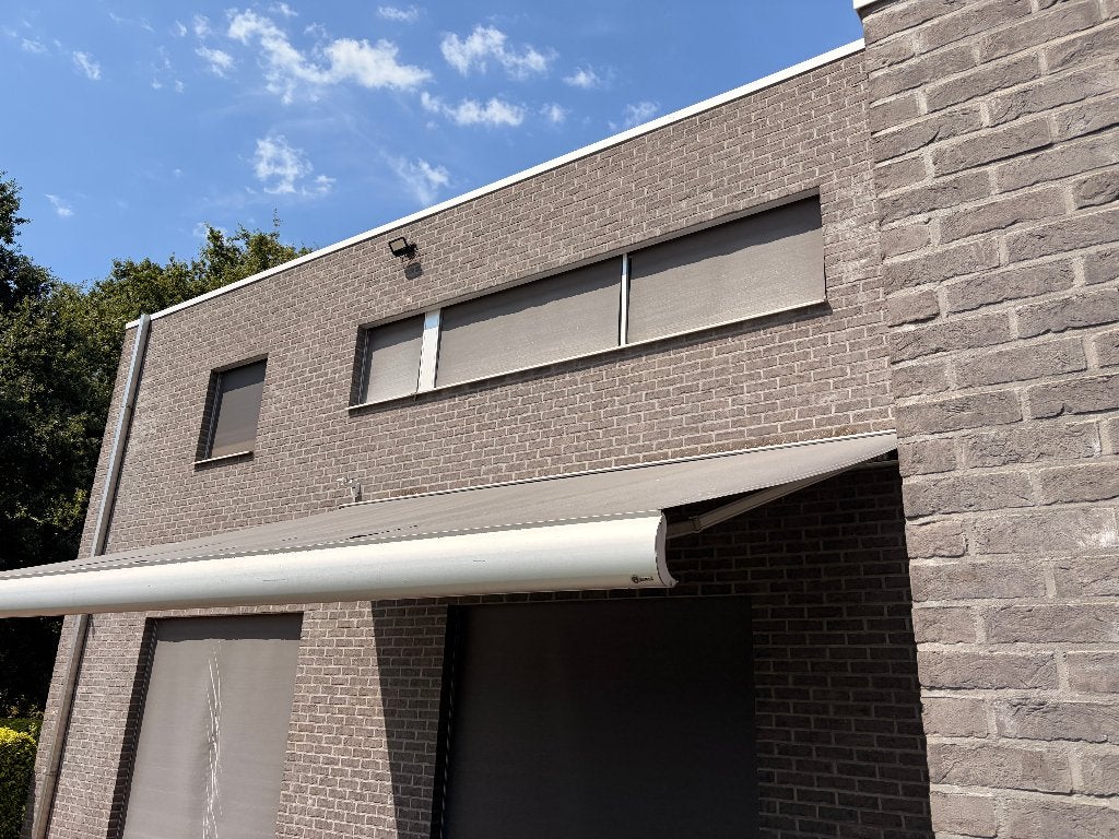 Zonnetent electrisch Willems, Tuin en Terras, Zonneschermen, Ophalen, Gebruikt, Elektrisch, 250 cm tot 450 cm