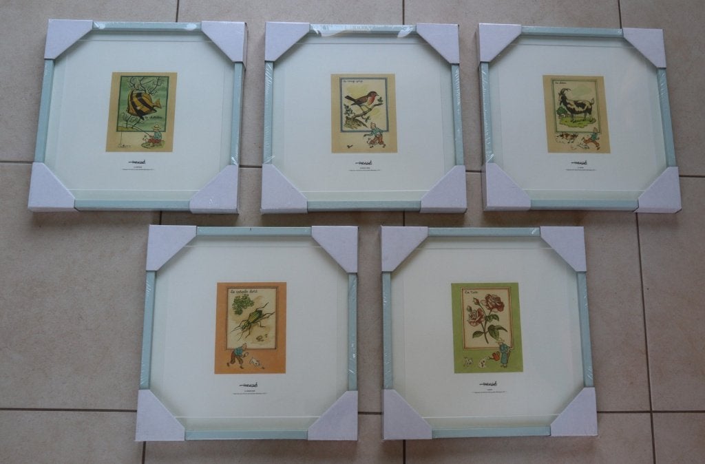 Lot de 5 Lithographies Tintin, Collections, Statues & Figurines, Enlèvement ou Envoi, Neuf