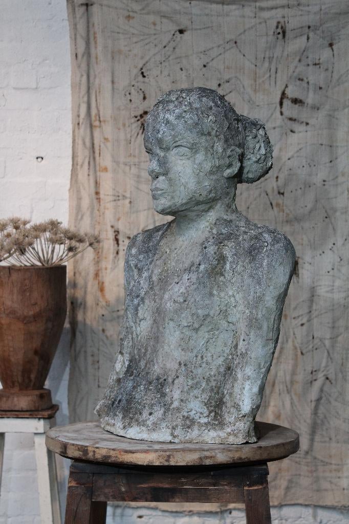 Grote oude stenen buste, Antiek en Kunst, Ophalen of Verzenden