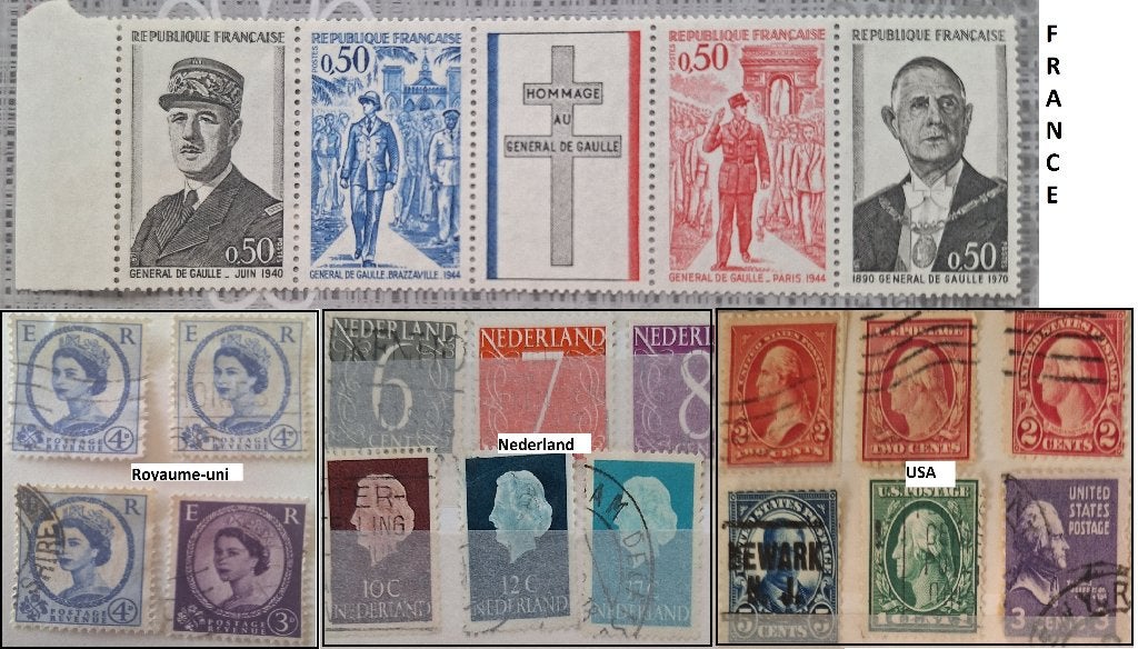 184 timbres France-Royaume-uni-Nederland-USA 1872>197x, Enlèvement ou Envoi, Affranchi