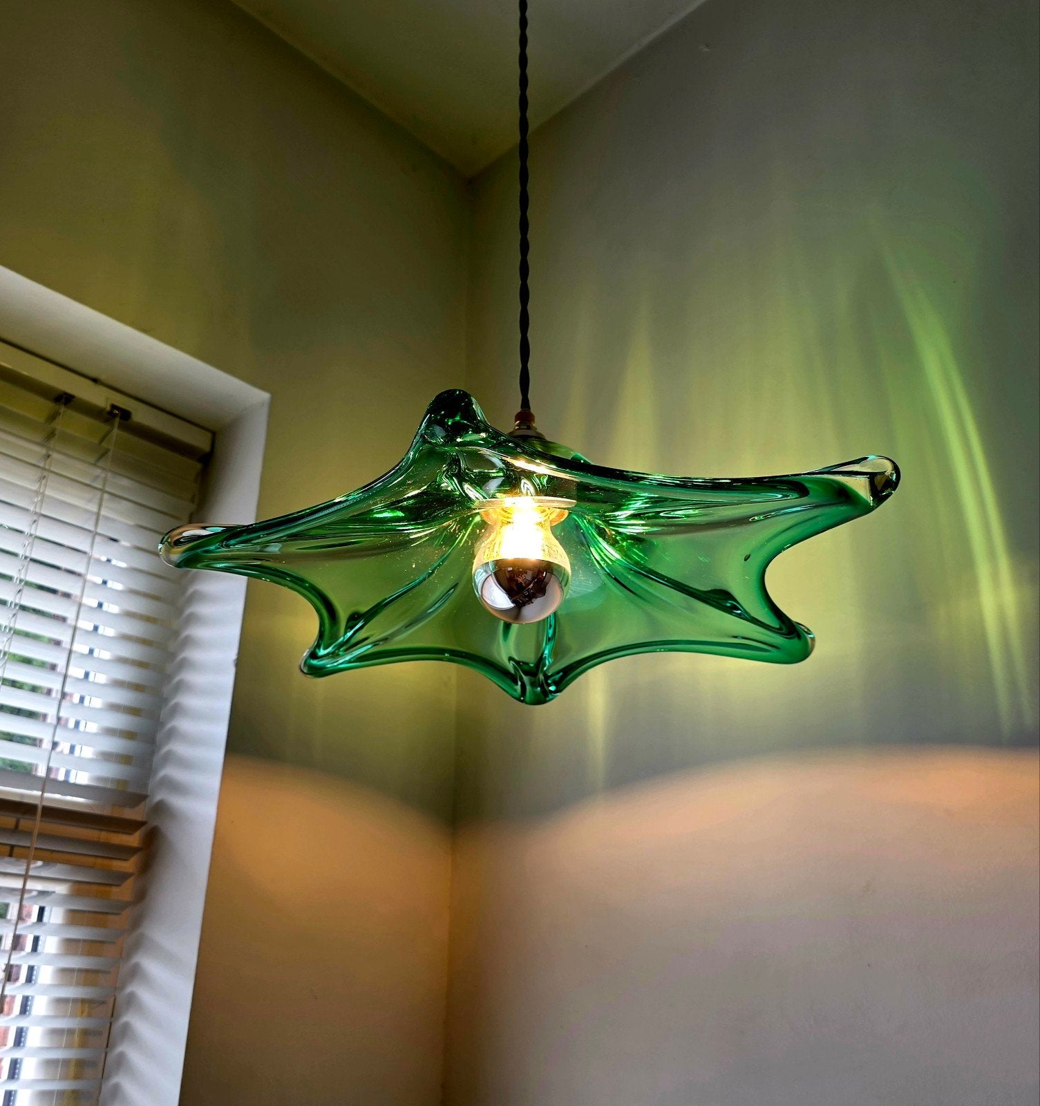 Lampe suspendue en verre vintage bohème Jozef Hospodka., Enlèvement ou Envoi