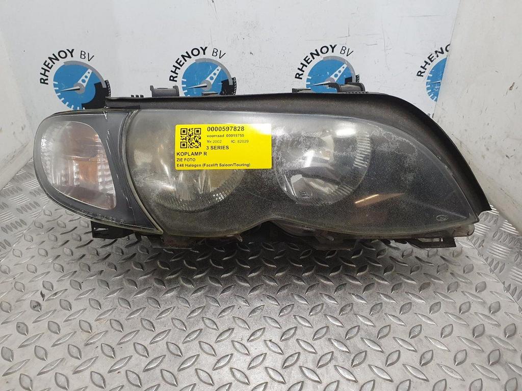 BMW 3 SERIES 316i Black & Silver KOPLAMP R 2002, Auto-onderdelen, Verlichting, Gebruikt, ARN erkend, Stiba lid, Erkend duurzaam