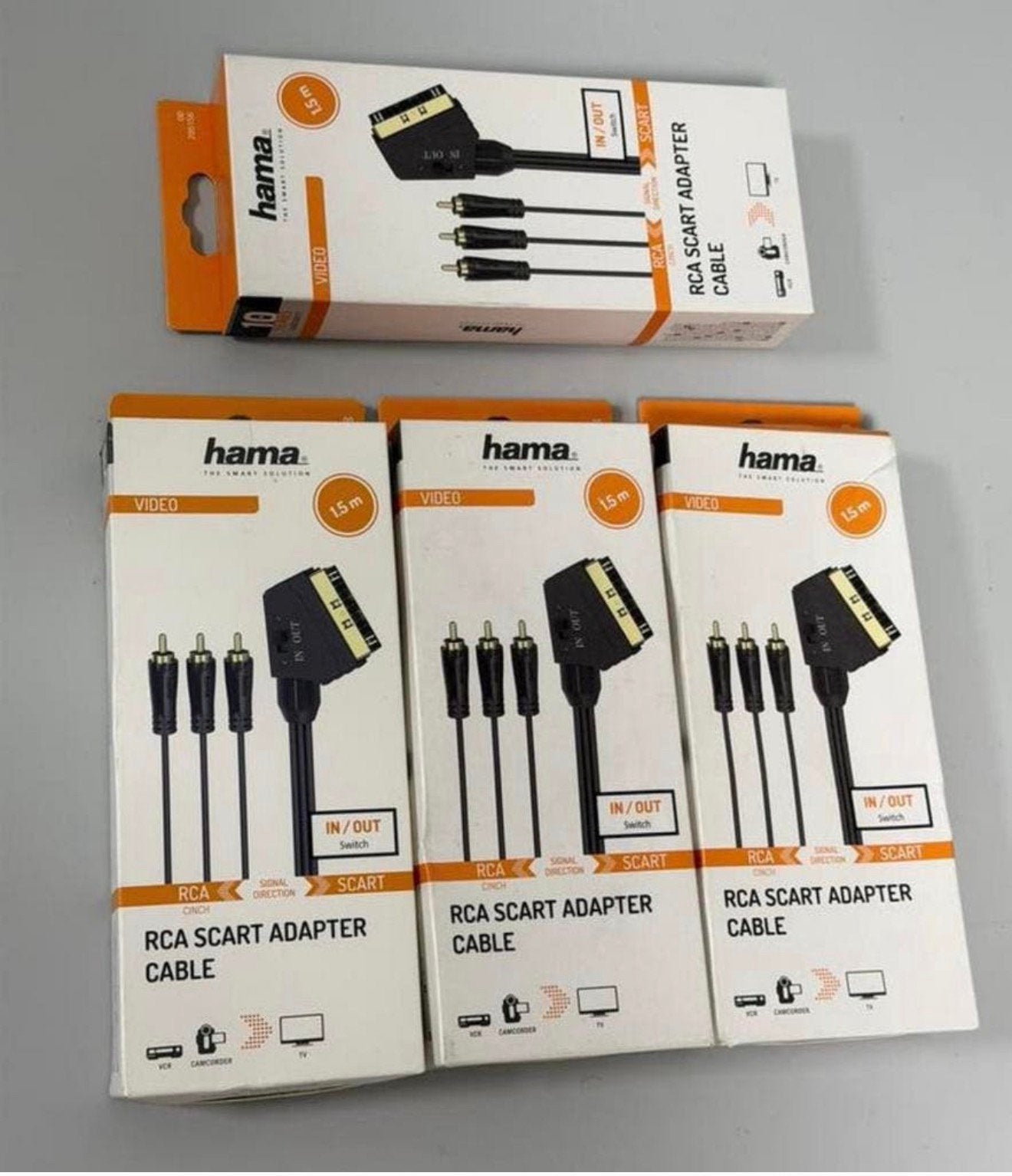 4 câbles vidéo Hama Scartkabel - 3 connecteurs Cinch (vidéo), Enlèvement ou Envoi, Neuf, Moins de 2 mètres, Câble péritel