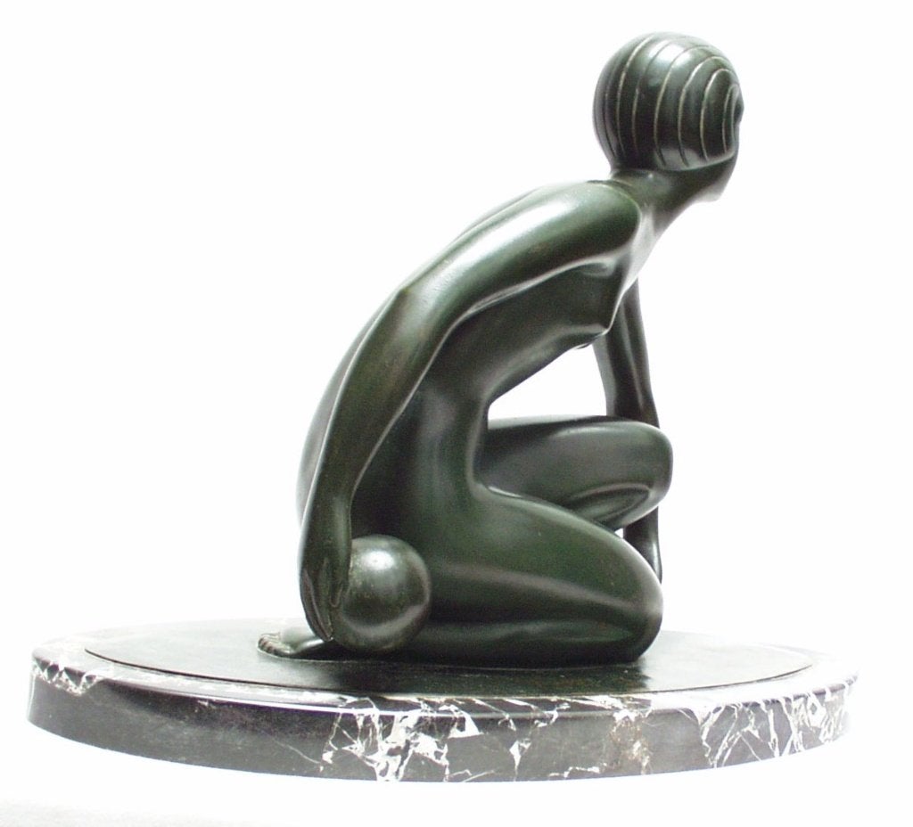Art Deco Bronzen Beeld - Sybille May., Art deco, Gemerkt, Ophalen of Verzenden, Brons