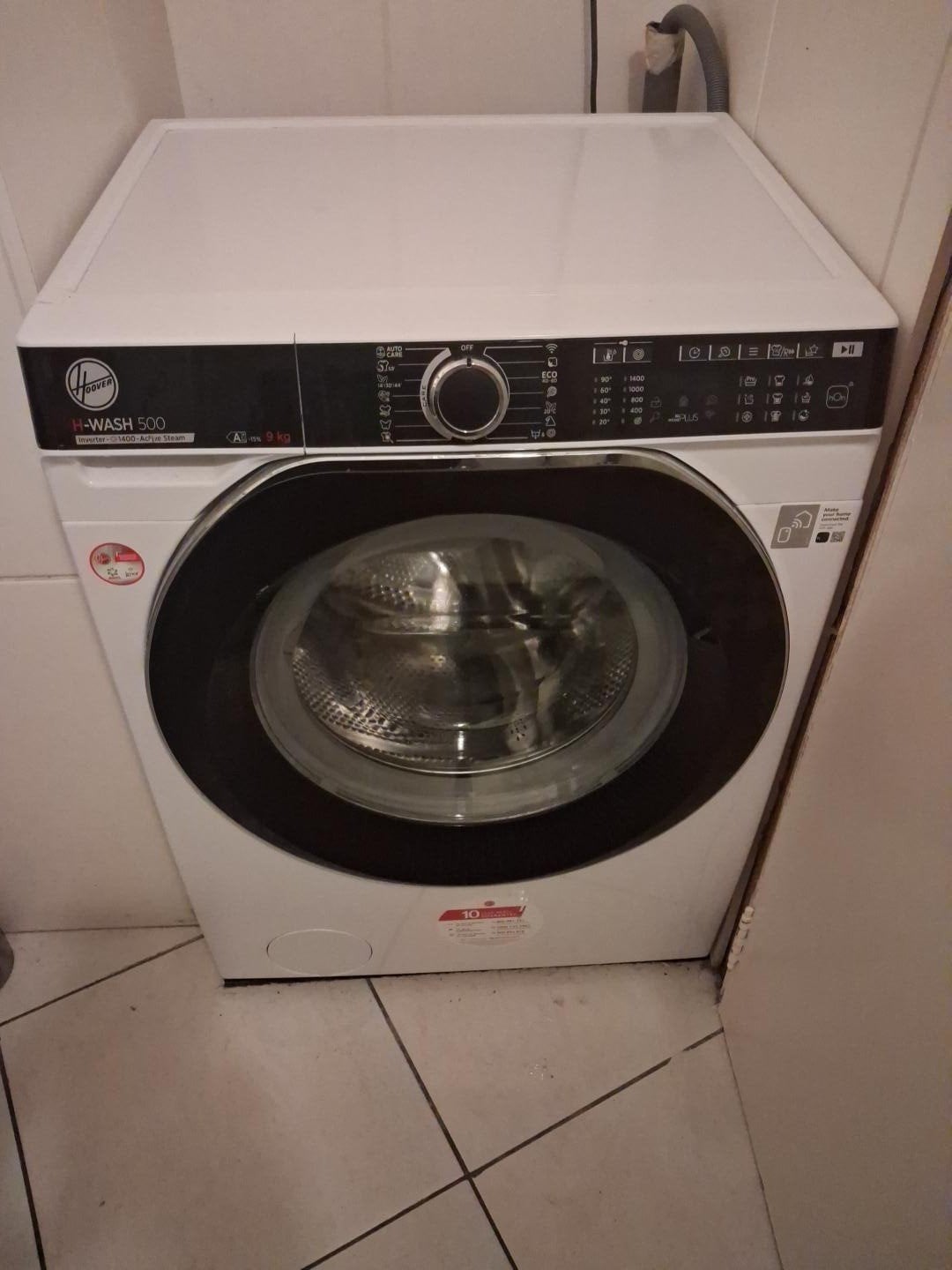 Lave-linge Hoover H-WASH 500 – 9 kg – classe A – 1400 tr/min, Electroménager, 1200 à 1600 tours, 85 à 90 cm, Chargeur frontal