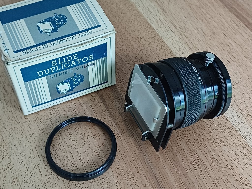 Slide duplicator met 52mm + 55mm adapterringen, Audio, Tv en Foto, Diaprojectoren, Ophalen of Verzenden, Zo goed als nieuw