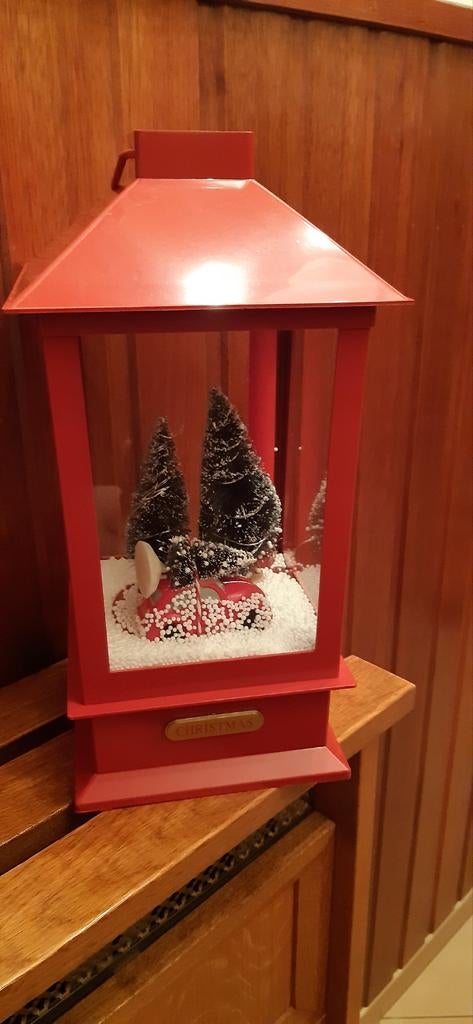 Lanterne rouge lumineuse et musicale de Noël. Comme neuf, Ophalen, Zo goed als nieuw