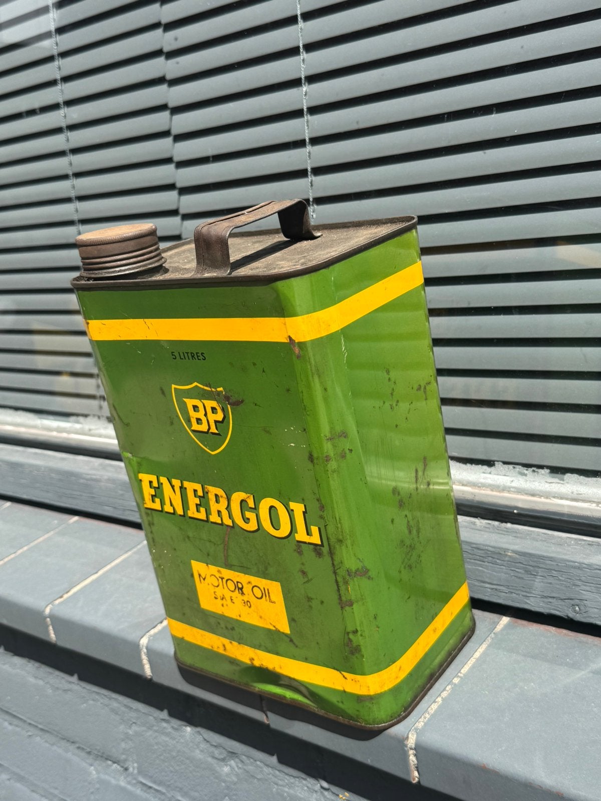 BP Energol 5 Liter olie blik, Verzamelen, Ophalen of Verzenden, Gebruikt, Overige, Overige merken