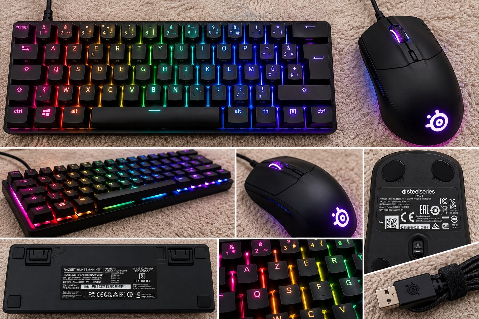Souris de jeu Razer Huntsman Mini + SteelSeries Rival 3, Informatique & Logiciels, Enlèvement, Comme neuf