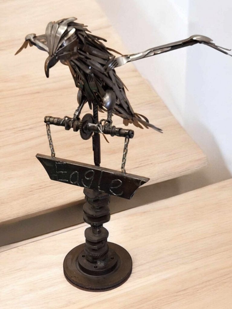 Scrap Metal Art, Vogel/Arend kunst van gerecycled materiaal., Antiquités & Art, Art | Objets design, Enlèvement