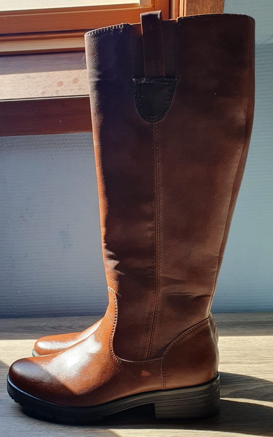 Jana Soft Line bruine lederen laarzen maat 37 (wijdte H), Jana, Enlèvement ou Envoi, Comme neuf, Brun