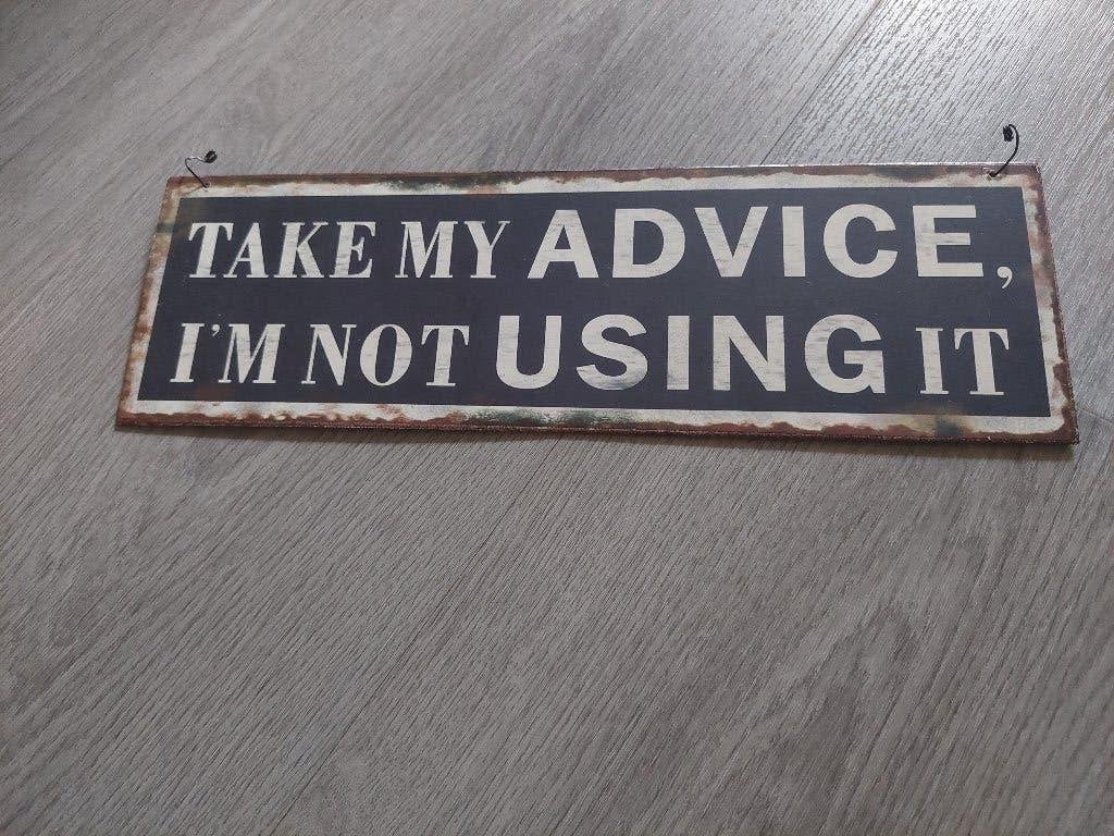 Wandplaat met spreuk, Huis en Inrichting, Woonaccessoires | Tekstborden en Spreuken, Tekstbord, Metaal, 30 cm, Ophalen of Verzenden