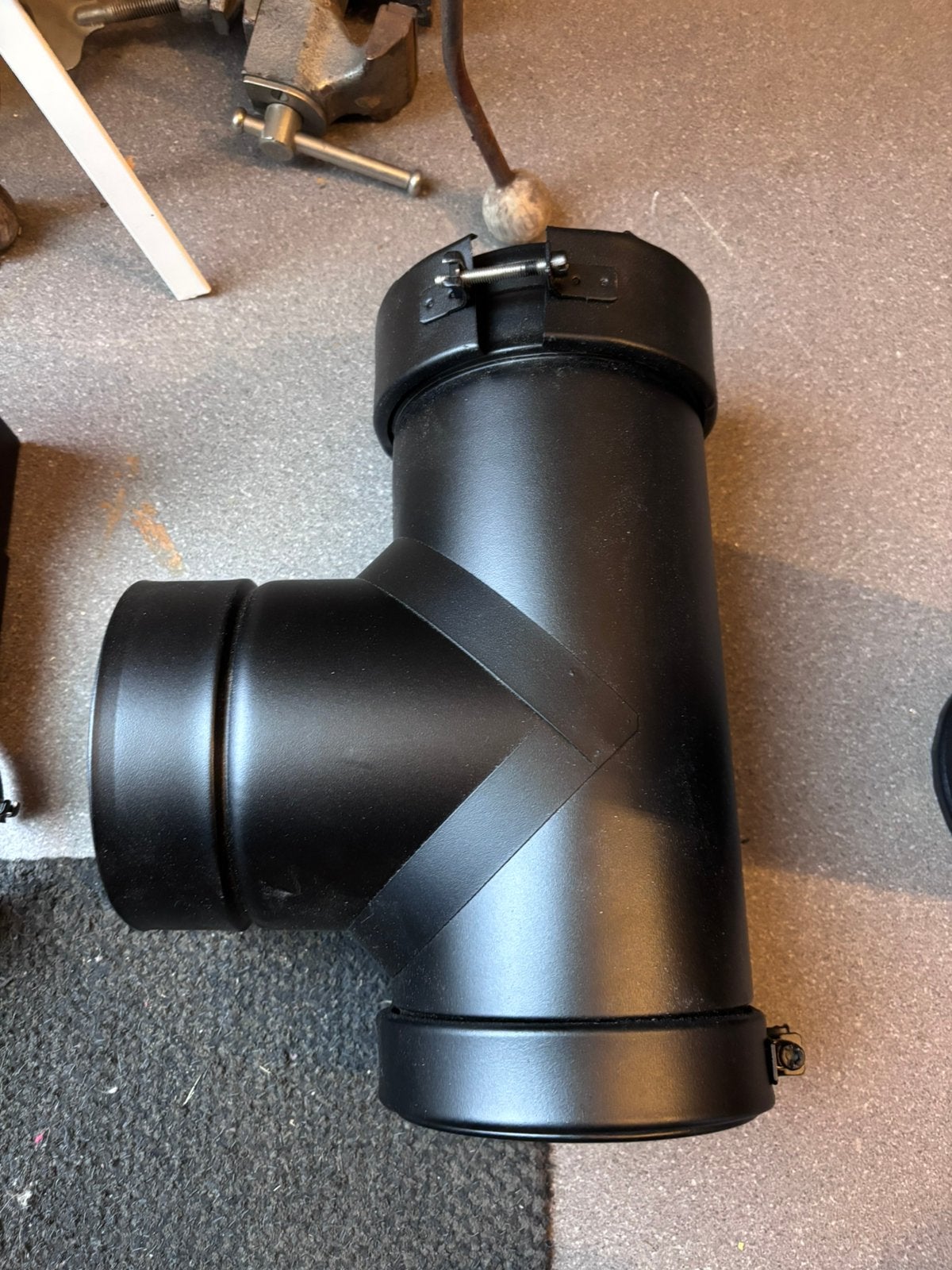 Te de tubage cheminee noir mat, Bricolage & Construction, Neuf, Inox, 80 mm ou plus, Enlèvement