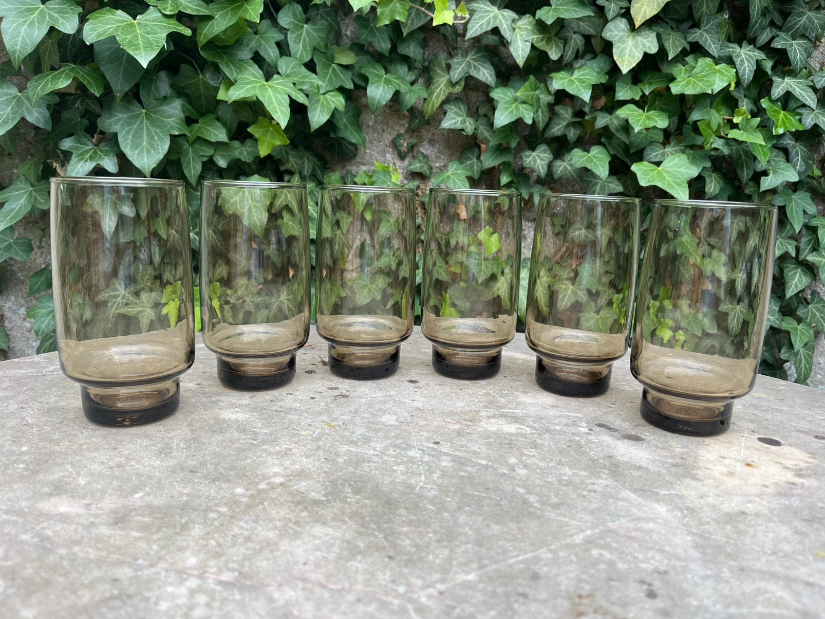6 vintage hoge fumé glazen Luminarc BP, Ophalen of Verzenden