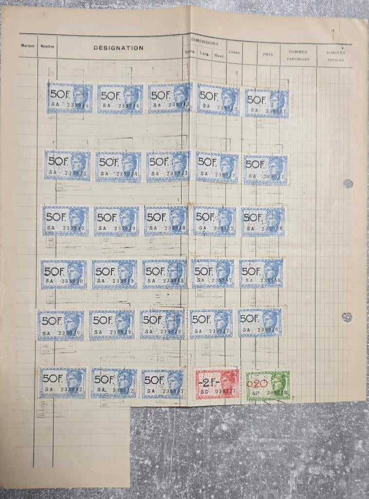 Belgische belastingzegel+Rhisne+zwart marmer+oude factuur, Postzegels en Munten, Postzegels | Europa | België, Gestempeld, Overig