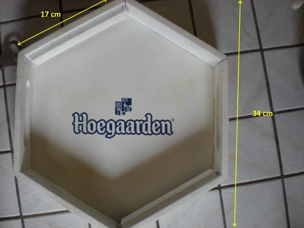 HOEGAARDEN  Plateau hexagonal en bois, Enlèvement ou Envoi, Comme neuf, Panneau, Plaque ou Plaquette publicitaire