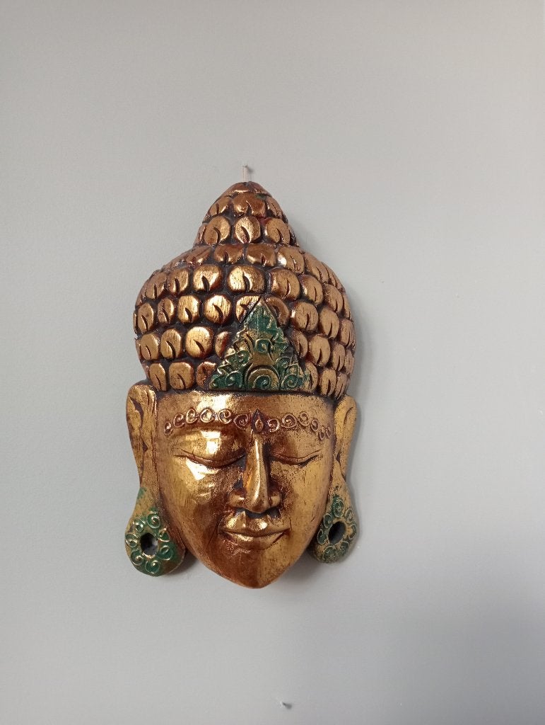 Houten Boeddha masker, Antiek en Kunst, Kunst | Beelden en Houtsnijwerken, Ophalen, Overige onderwerpen, Handgemaakt, Masker
