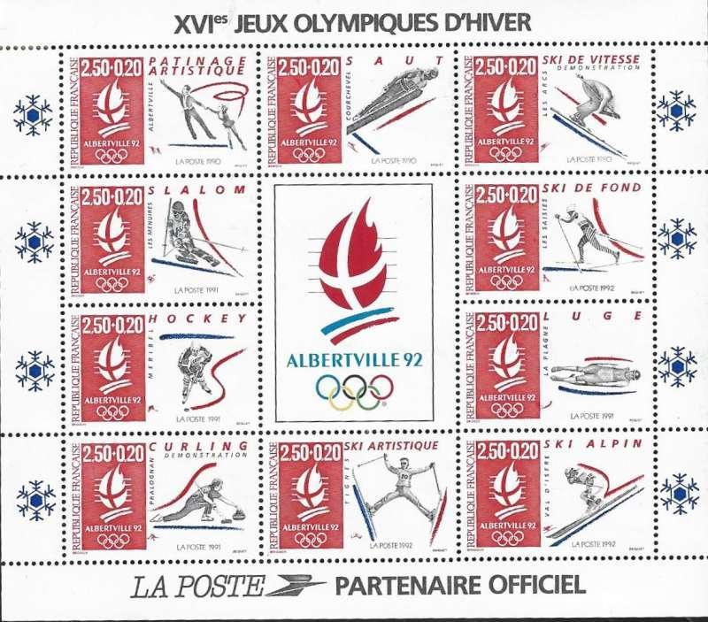 1set Postzegels Frankrijk 1992 Olympische Spelen Albertville, Postzegels en Munten, Ophalen of Verzenden, Postfris