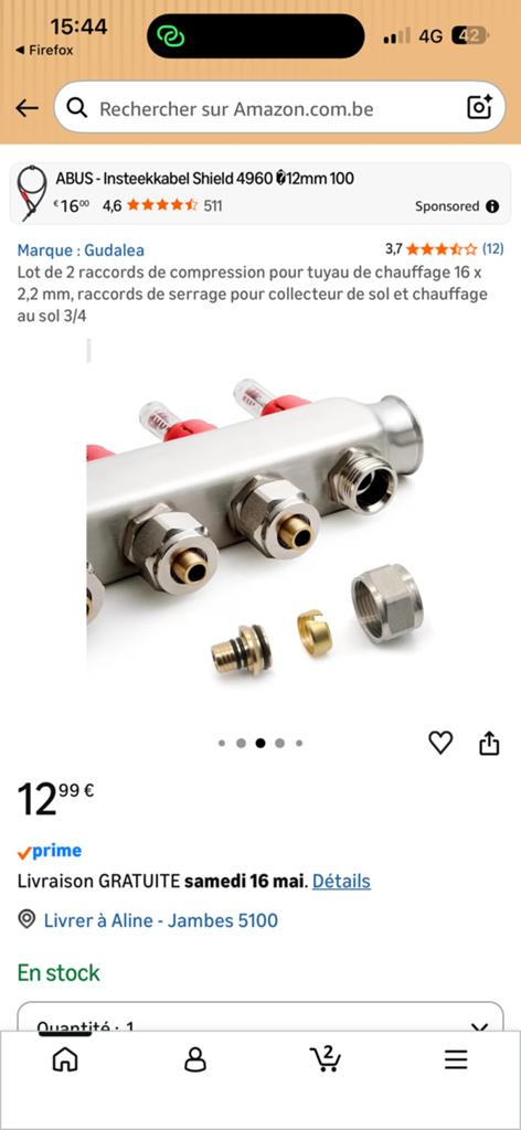 Raccord sanitaire eau Gaz tuyau Giacomîni r179e 1/2’´, Bricolage & Construction, Sanitaire, Enlèvement ou Envoi, Neuf