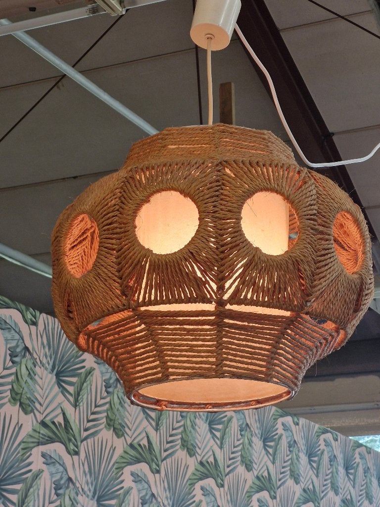 Vintage hanglamp sisal 70s, Ophalen, Gebruikt, Vintage