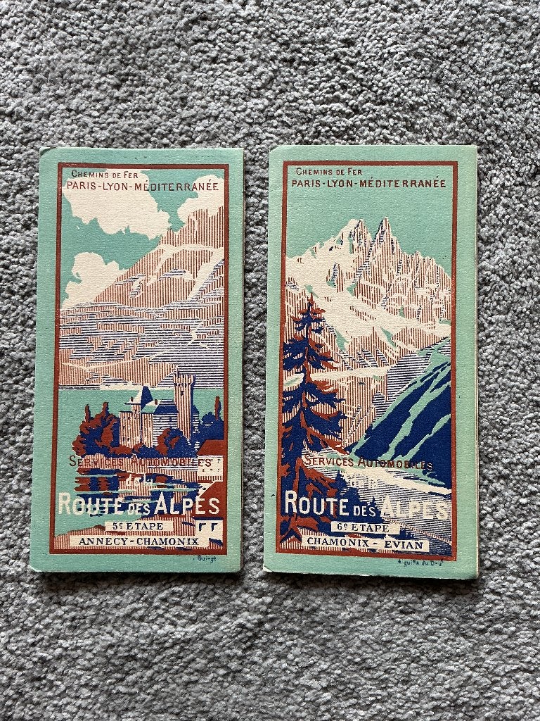 2 x Route des Alpes 5e en 6e etappe! Bekijk foto's, Verzamelen, Ophalen of Verzenden, Zo goed als nieuw, Voor 1940, Prent