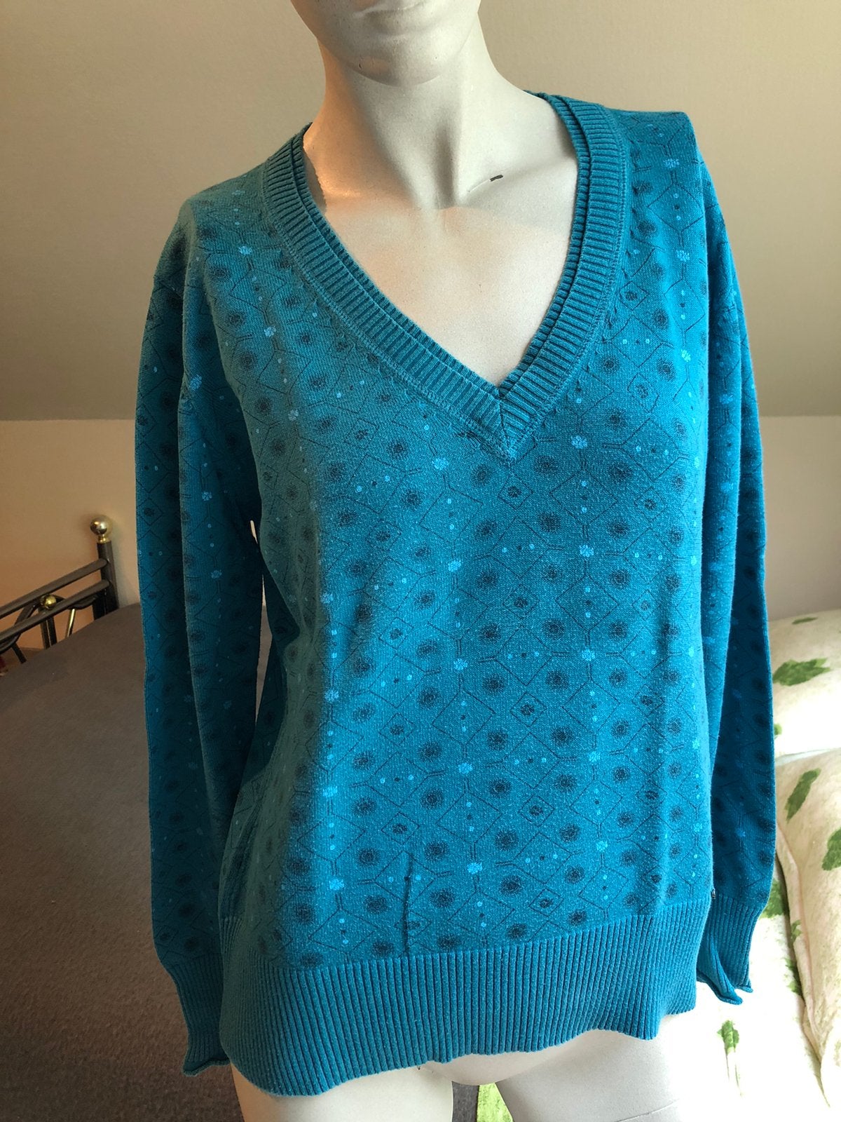 Pull turquoise met patroon maat L, Kleding | Heren, Truien en Vesten, Ophalen, Gedragen, Maat 52/54 (L), Overige kleuren