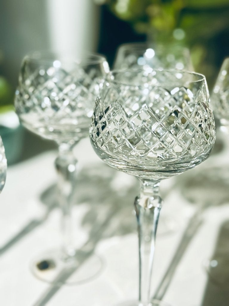 6 vintage kristallen wijnglazen – Lausitzer Glas (GDR), Verzamelen, Ophalen