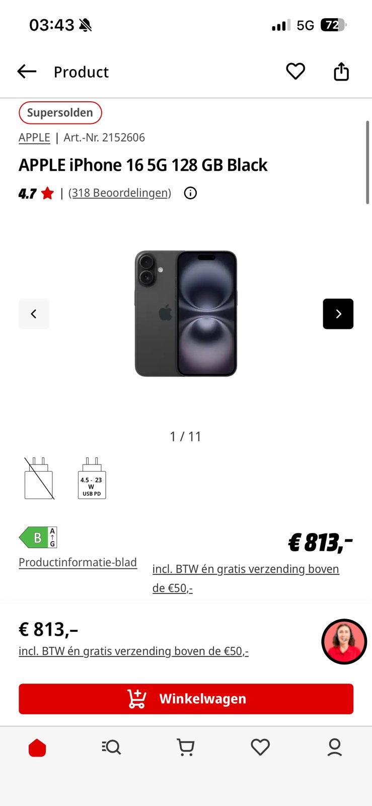 IPHONE 16 noir 128 Go, Télécoms, Téléphonie mobile | Marques Autre, Enlèvement, Neuf