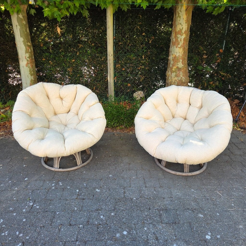 Rotan zetels met kussen (draaibaar), Ophalen, Gebruikt, Twee, Overige kleuren