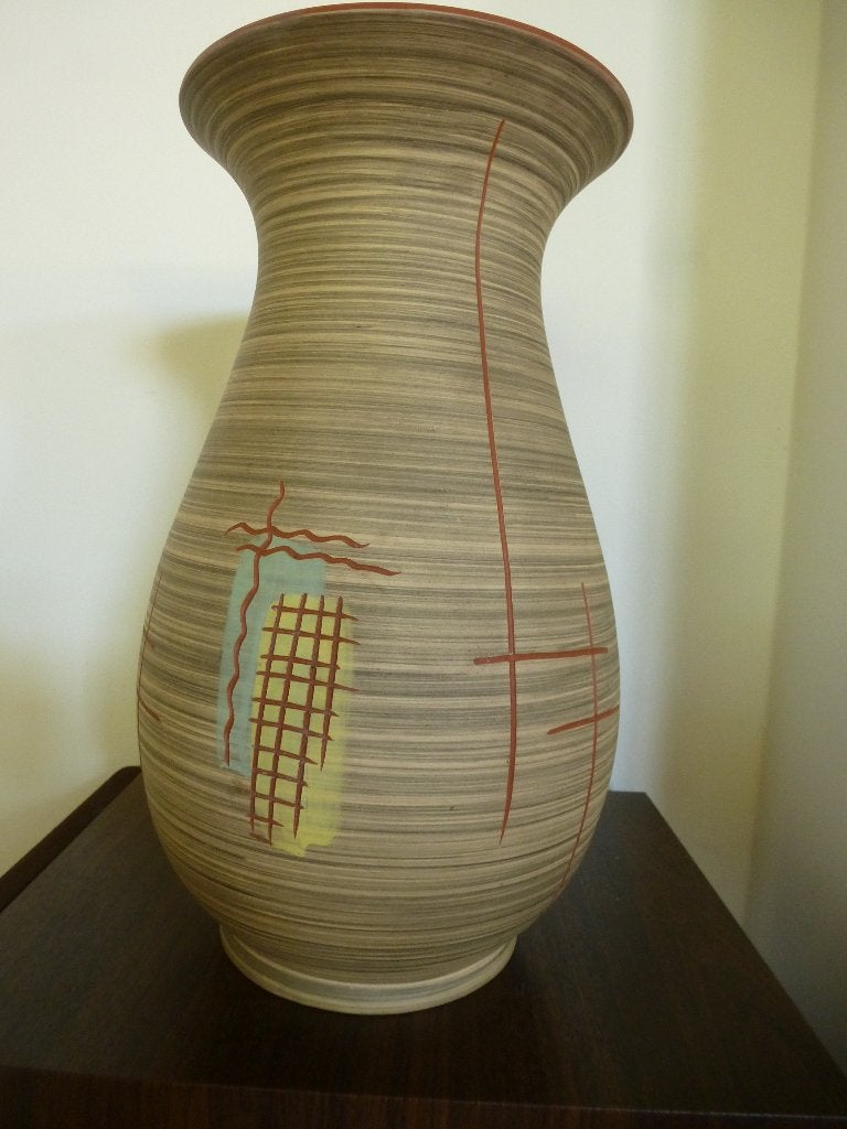 WEST GERMANY  U-KERAMIK VAAS 35 CM SGRAFFITOTECHNIEK, Antiek en Kunst, Ophalen of Verzenden
