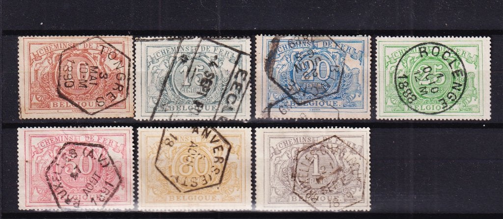 Belgique Timbres chemins de fer 1882 TR7-TR13 oblitéré, Envoi, Affranchi, Oblitéré
