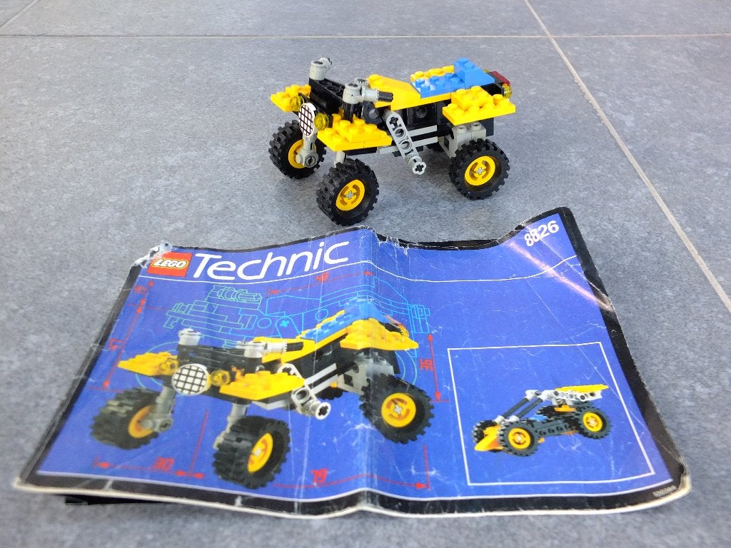 Lego Technic 8826 - Quad + voiture (ATX Sport Cycle), 1992, Enlèvement ou Envoi, Lego, Ensemble complet, Instructions incluses