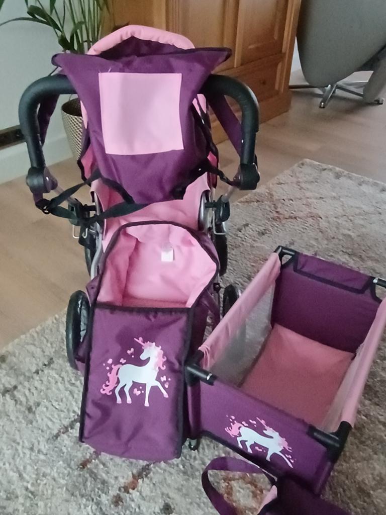 Poppenwagen met bedje en reisbedje, Kinderen en Baby's, Speelgoed | Poppen, Ophalen, Babypop