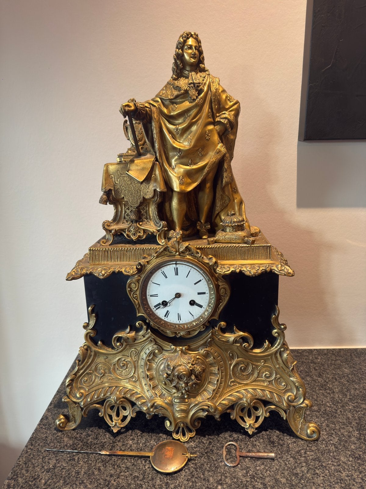 Grote Antieke Franse Pendule (60 cm) – Lodewijk XIV – Brons, Enlèvement