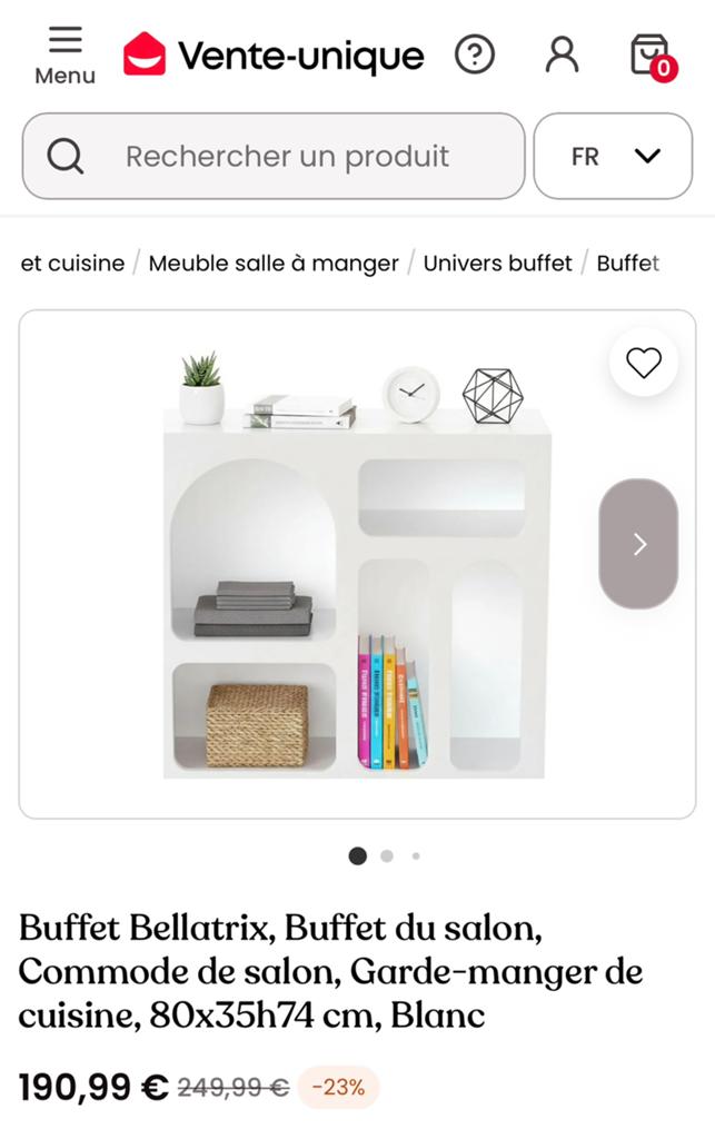 Meuble blanc moderne design niche VENTE UNIQUE, Maison & Meubles, Neuf, 25 à 50 cm, Moderne design, Moins de 100 cm