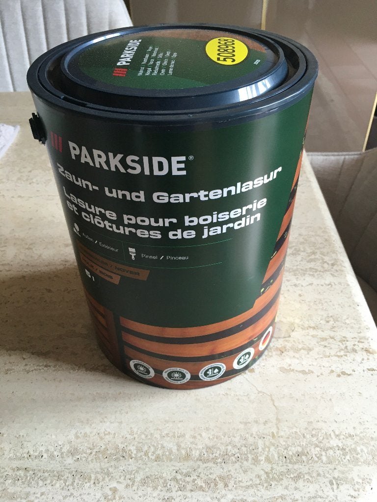 Parkside Beits 3 x 5 liter kleur walnoot, Ophalen, Bruin, 5 tot 10 liter, Nieuw